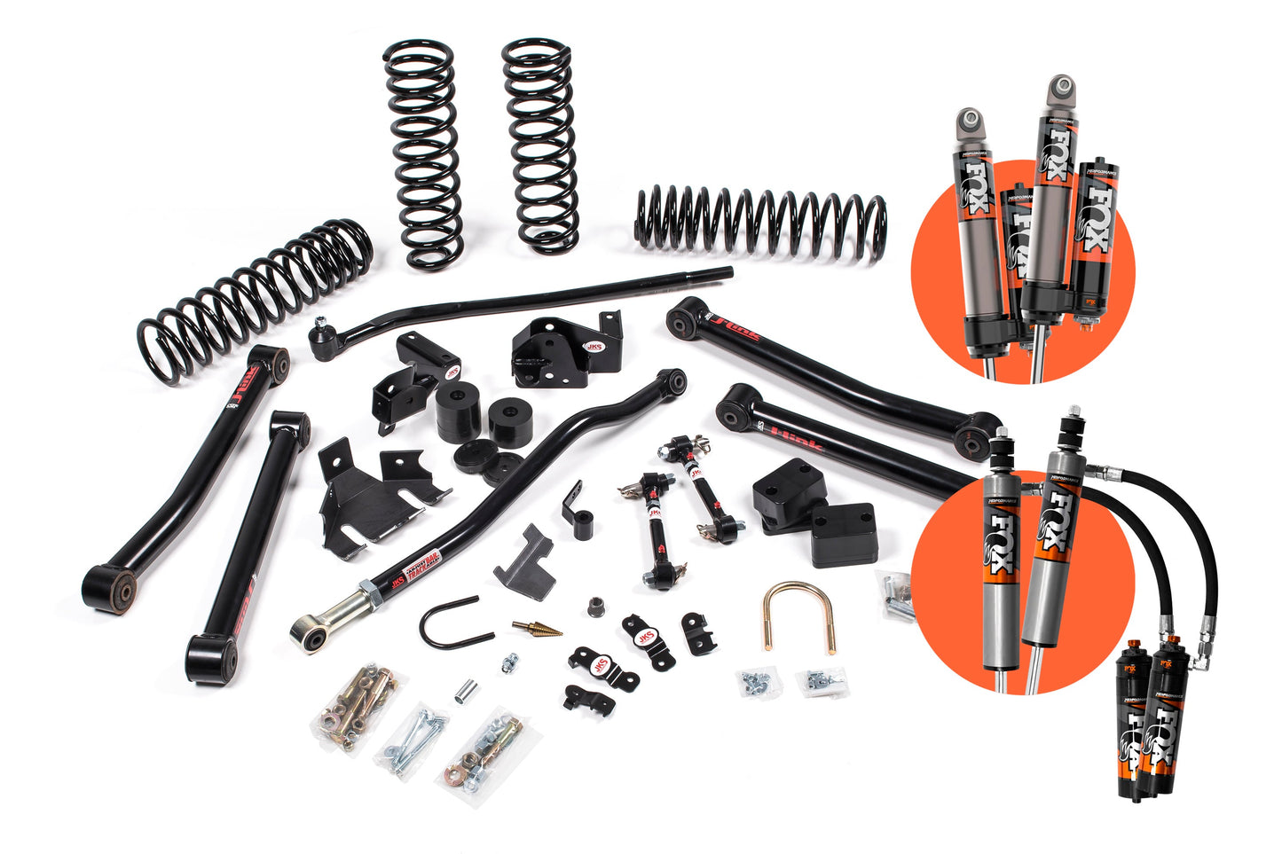 Enhance your offroad experience with our innovative JKS 3.5 Inch Jeep Wrangler JK (06-18) 4 Door J-Konnect Lift Kit, designed to improve offroad articulation and optimize steering angles for your jeep.