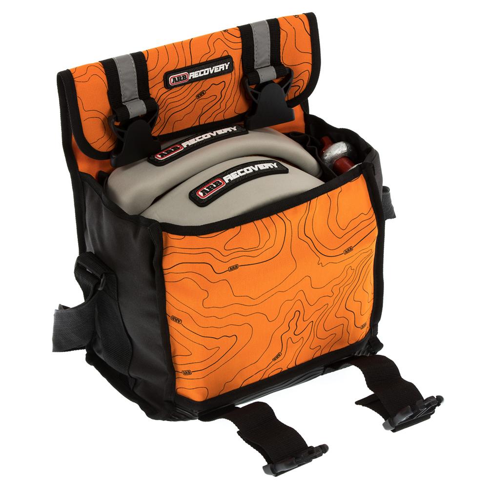 A heavy duty Snatch Pack Recovery Bag ARB502A with a map design, offering durability and water resistance.