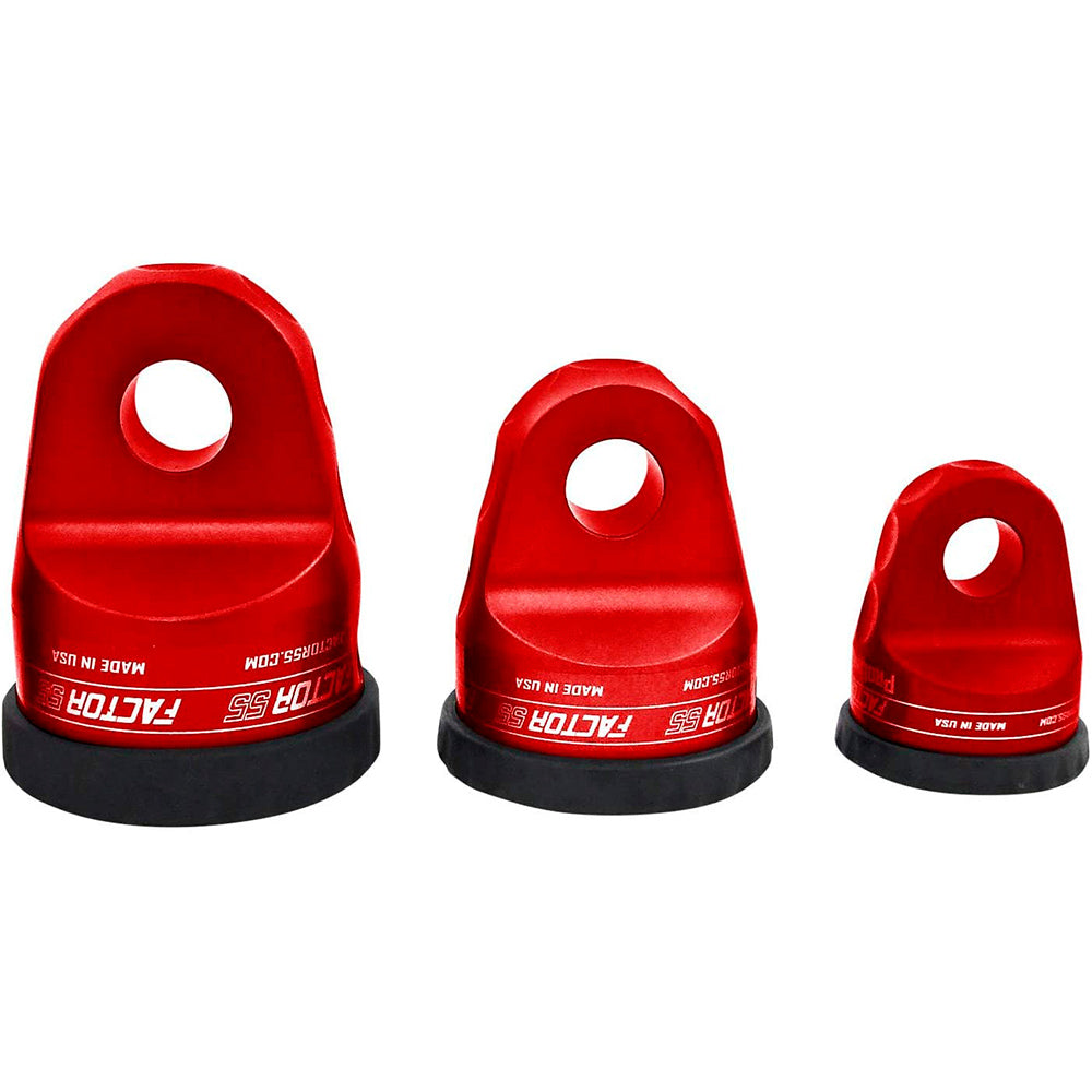 A set of red and black Factor 55 ProLink XXL Shackle Mount Assembly in Red 00210-01 clamps on a white background.