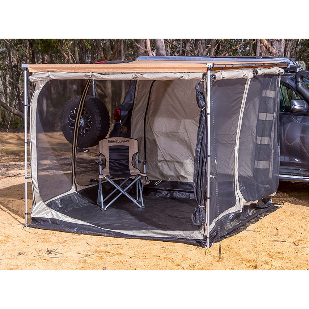 An ARB Deluxe Awning Room with Floor 813208A camping tent with insect protection and weather protection.