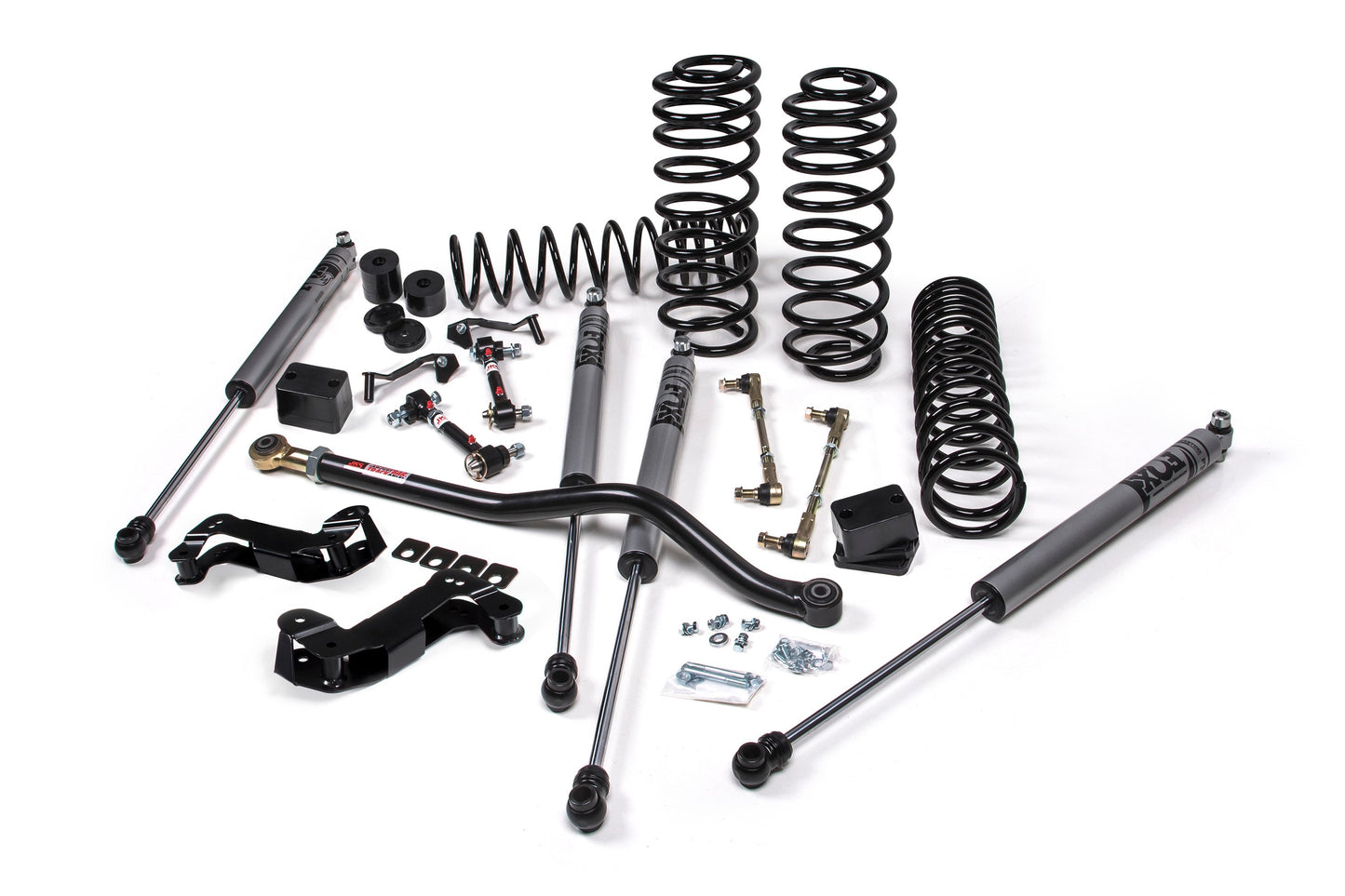 An off-road suspension system for a jeep equipped with springs, the JKS 3.5 Inch Jeep Wrangler JL (18-ON) 4 Door J-Kontrol Lift Kit by JKS.
