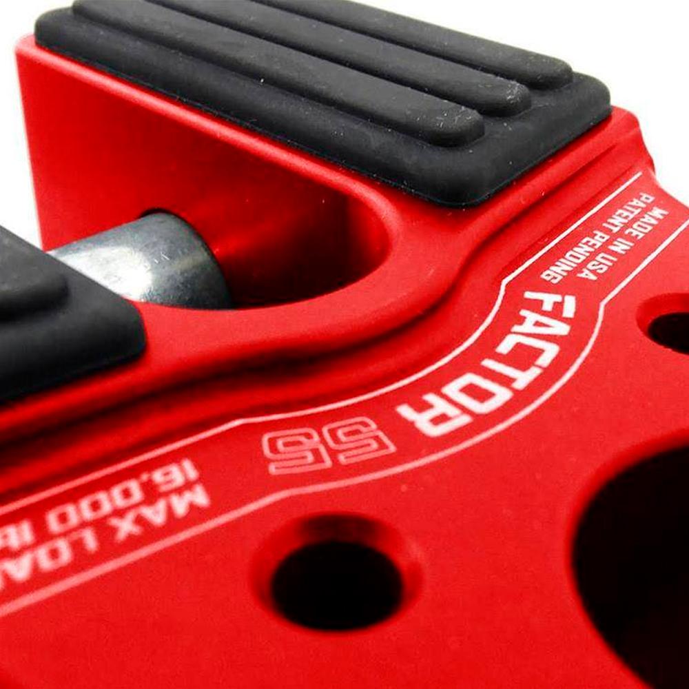 A close up of a Factor 55 FlatLink Winch Shackle Mount 00050-01 with a black handle.