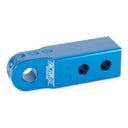 A Factor 55 HitchLink 2.0 00020-02 blue metal bracket with two holes on it.