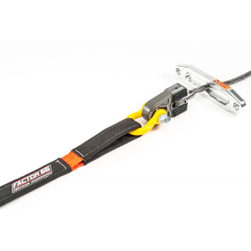 A Factor 55 Shorty Strap II 00078 strap in black and orange on a white background.