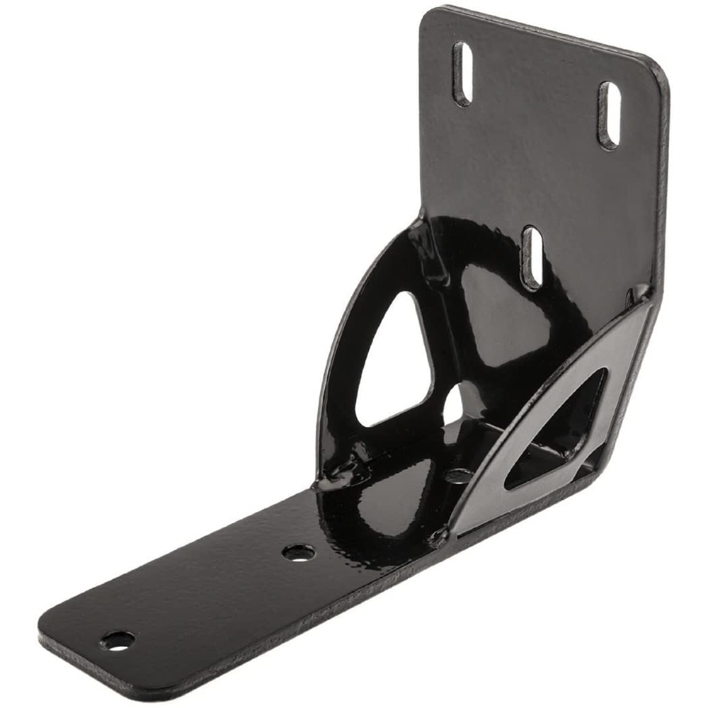 A black metal ARB Universal Awning Bracket for Most Roof Racks OS850 for the side of an off-road vehicle with an awning.