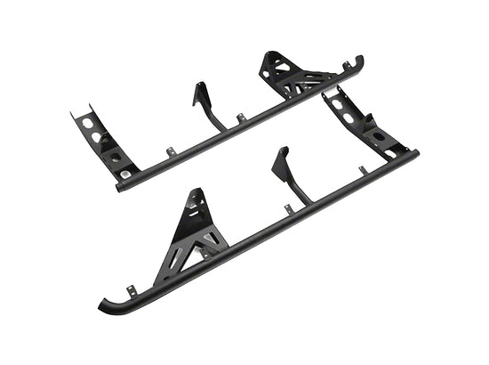 A pair of Summit Step For Toyota Tacoma 2016-2022 ARB 4423010 side rails providing protection on a white background.